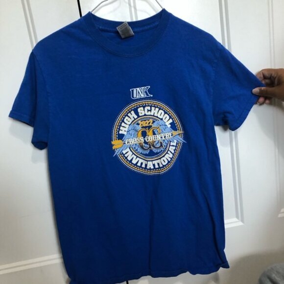 UNK Blue Graphic T-Shirt cross country invitational unisex size small - Picture 1 of 4